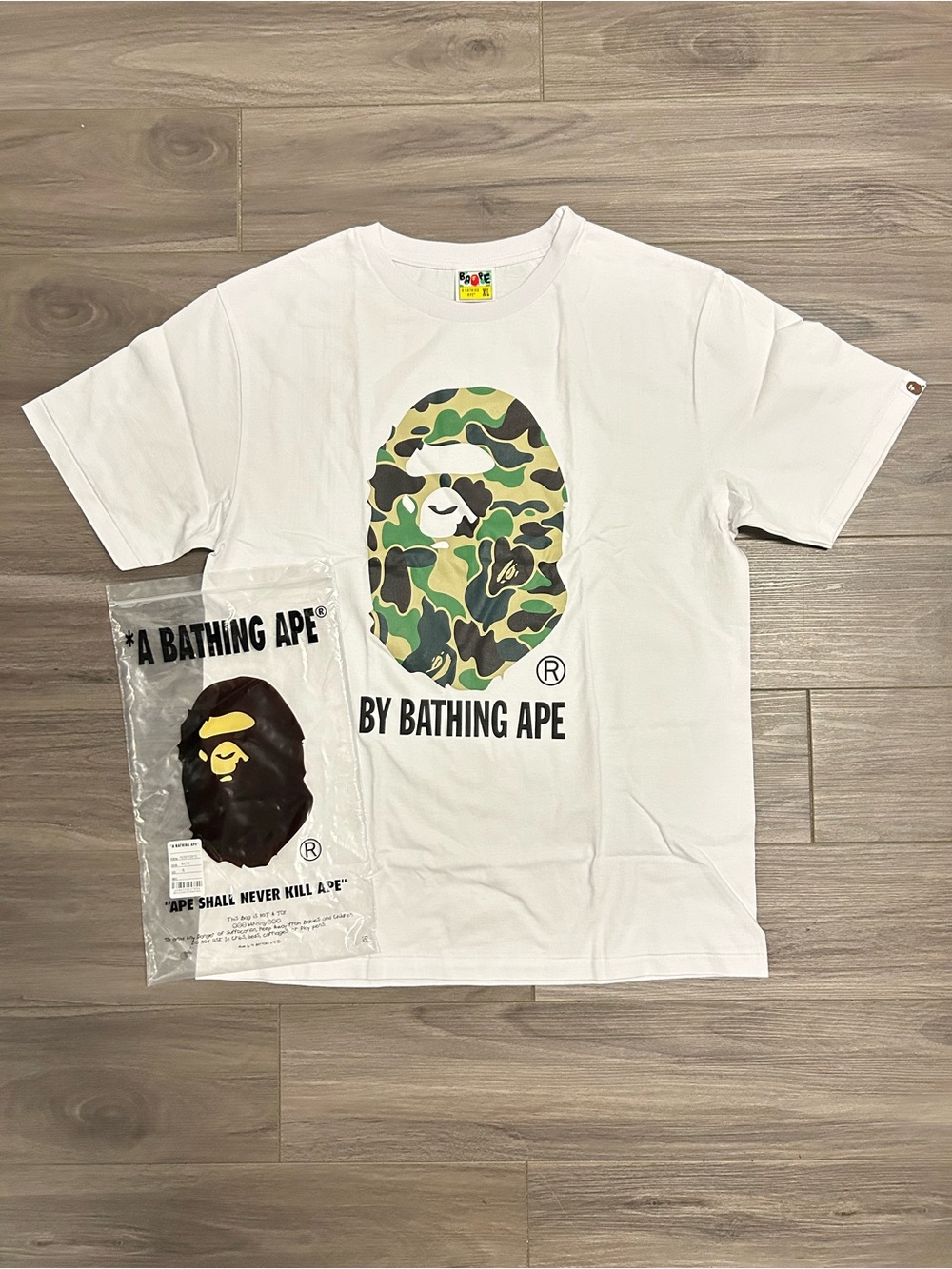 BAPE ABC Camo Ape Head White T-Shirt – Green Camo